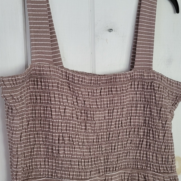 Smocked Stripe Pull-on Stretch Romper in Mocha Size 1X - Picture 4 of 11